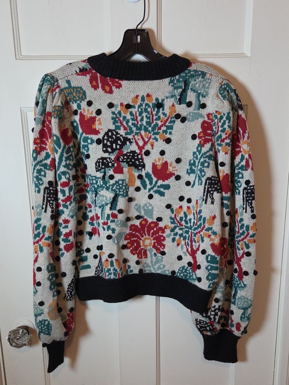 FARM RIO MUSHROOM FOREST SWEATER Puffed Sleeve Size Large - Picture 14 of 16